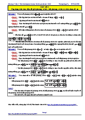 Bài tập Đại số Lớp 12 - Chương 1 - Bài 1 Tính đơn điệu của hàm số - Chủ đề 3 Ứng dụng tính đơn điệu để giải phương trình, bất phương trình có chứa tham số m